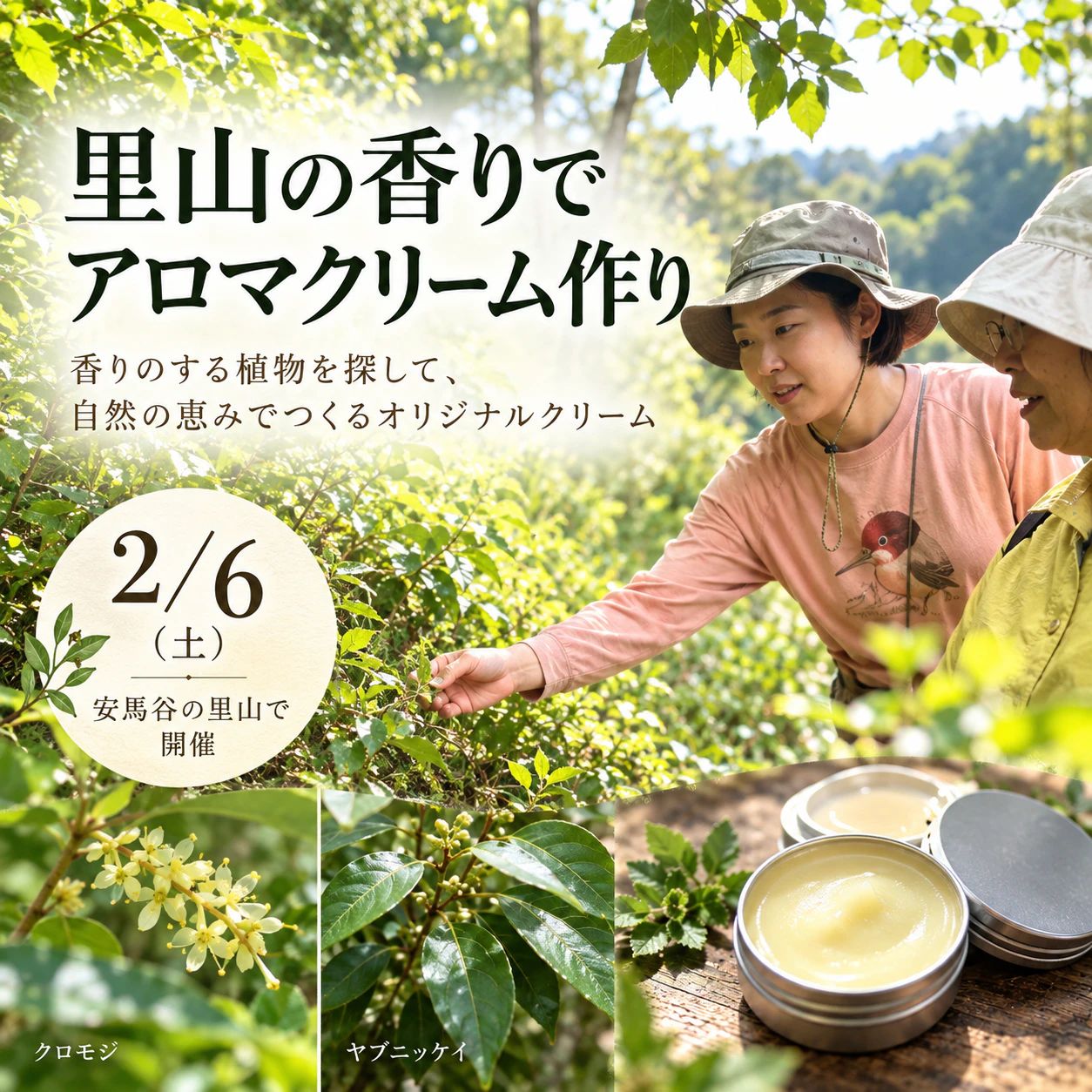森の香りで里山アロマクリームづくり